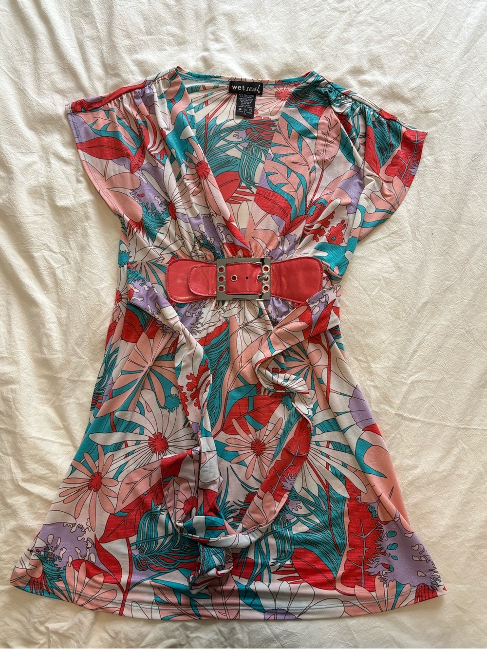 Wet Seal Floral V-Neck Belted Top